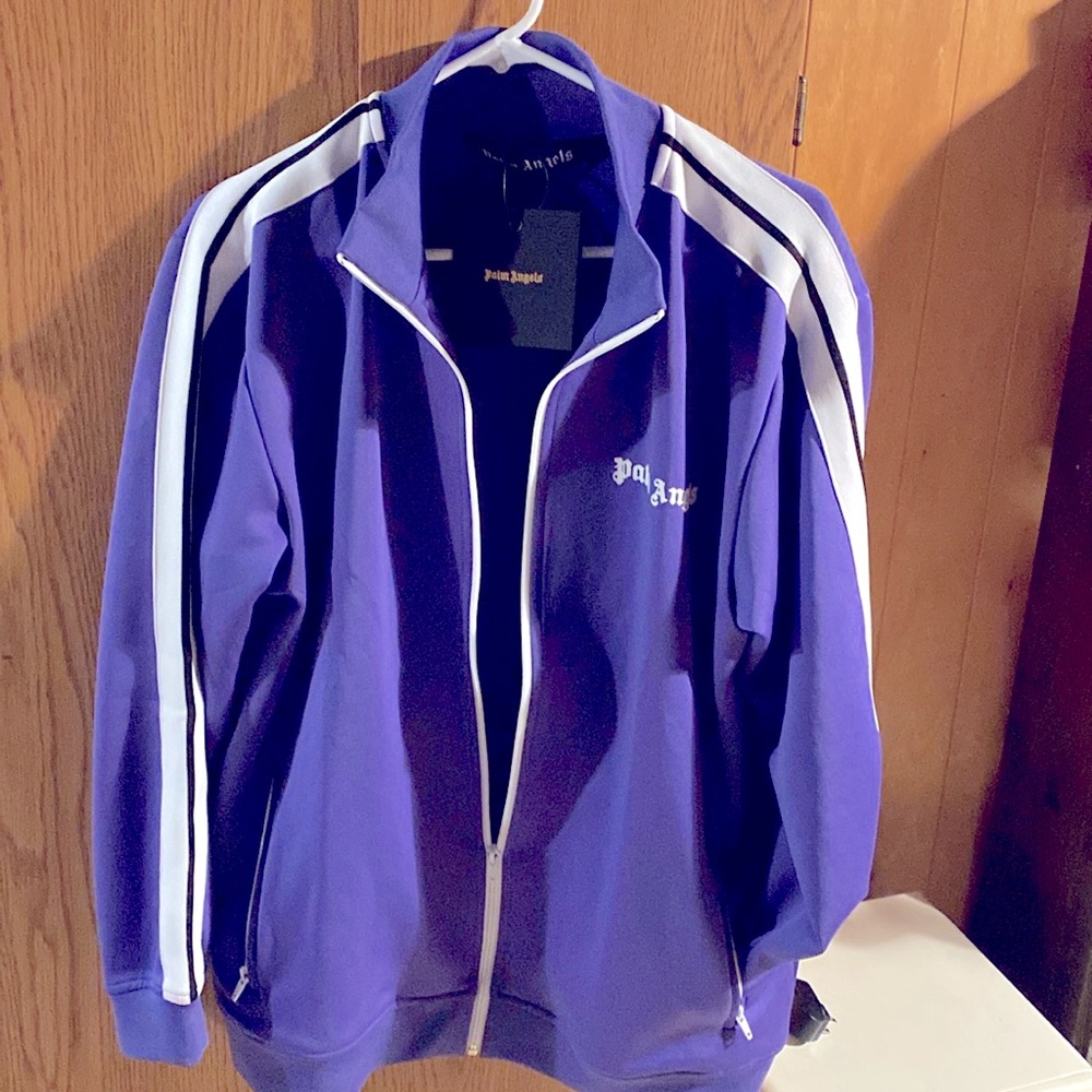 Palm Angels purple zip up track jacket size XL with a bag and tags